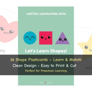 Flashcards de formas imprimíveis – 16 cartões educativos para crianças pequenas e pré-escolares