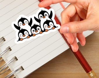 Penguin Family Sticker: Vinyl Decal for Laptop, Penguin Lover Gift