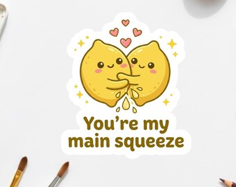 Lemon Pun Sticker | Main Squeeze | Romantic Couple Gift | Valentine Decal