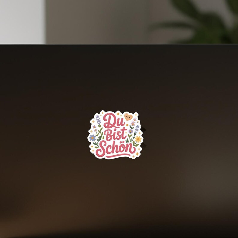 Du bist schön Sticker – süßer Aufkleber mit Blumen & Herz – Positive Affirmation, Selbstliebe, Laptop, Journal Deko, Geschenkidee