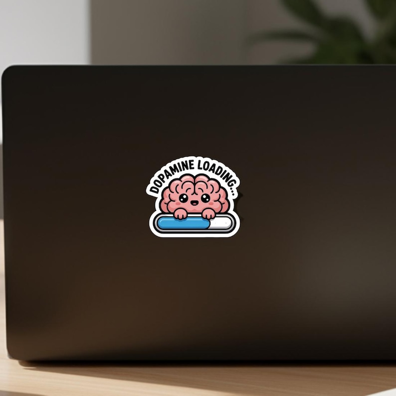 Dopamine Loading Brain Sticker - Funny ADHD Humor Gift, Mental Health Awareness, Cute Kawaii Vinyl Decal for Laptop Phone
