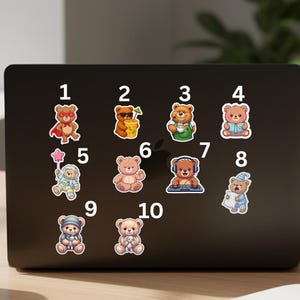 Kawaii Teddy Bear Vinyl Stickers: Laptop, Water Bottle, Journal Decor