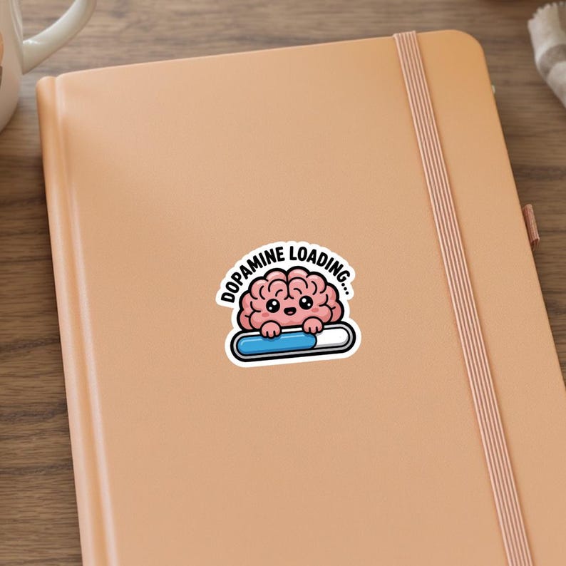 Dopamine Loading Brain Sticker - Funny ADHD Humor Gift, Mental Health Awareness, Cute Kawaii Vinyl Decal for Laptop Phone
