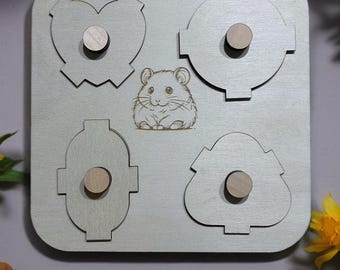 Bandeja de búsqueda de alimento Busy Cheeks, juguete de enriquecimiento para hámsteres, rompecabezas de búsqueda de alimento, bandeja para premios para mascotas pequeñas