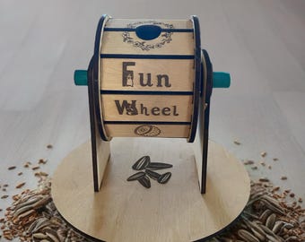 Hamster Treat “Fun Wheel” | Wooden Foraging Toy | Enrichment Spinner for Small Pets