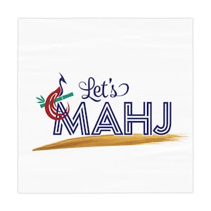Mahjong Tablecloth - Let&#39;s MAHJ! | Game Night Decor, Dining Table Cover, Fun Dinner Parties, Unique Gift for Players, Game Table Cover