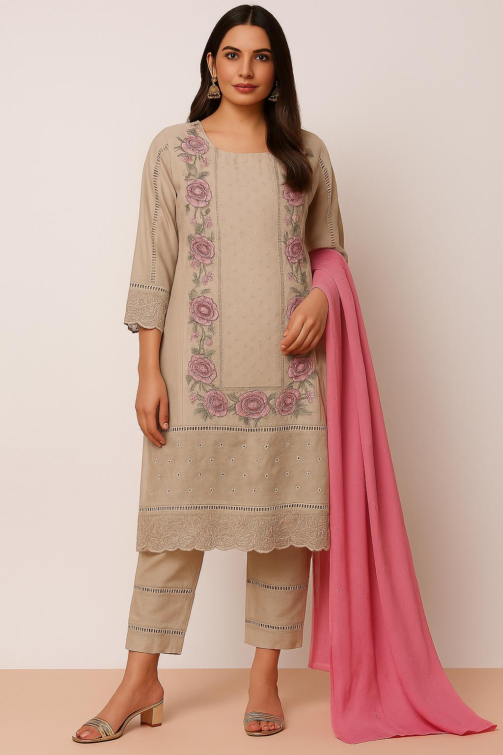 Women's Beige Pakistani Suit 2XL - Etsy