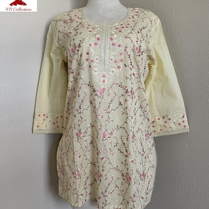 Women&#39;s lemon yellow color voile cotton blouse in 2XL