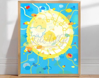 Abstract Sun Art Print: Playful Sunshine, Colorful Wall Decor (Digital Download)