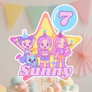 K-pop Demon Hunters inspired Birthday Cake topper,Editable Instant Digital Download, Rumi, Zoey, Mira, Kpop Demon Hunters, party cake topper