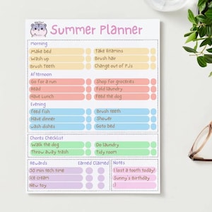 Ausdruckbarer Kinderplaner 2025 | Zeitschrift | Tagebuch|  Kalender | Checkliste | Kawaii | Sofortiger digitaler Download | Druckbares PDF