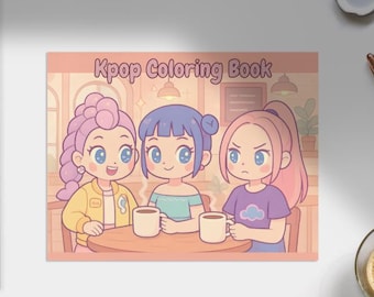 K-pop meisjes kleurboek, k-pop jongens, kawaii, jagers, kleuren, instant download, digitaal, kleuren