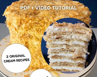 Receta de pastel Napoleón francés / Videotutorial ruso (PDF digital)