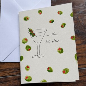 Cartão de aniversário feito à mão em aquarela "Um pouquinho mais velho"
