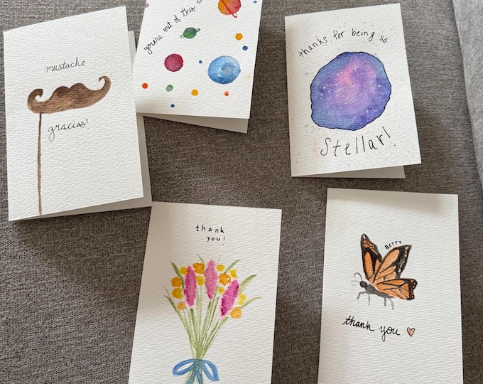 Hand Painted Watercolor Flower Card: One-of-a-kind Greeting Card - Etsy