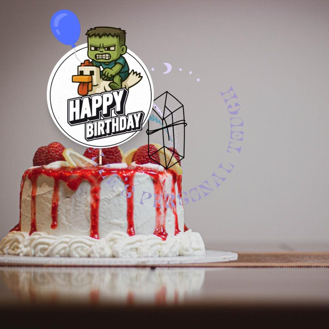 Minecraft Chicken Jockey Birthday Cake Topper – Editable Printable ...
