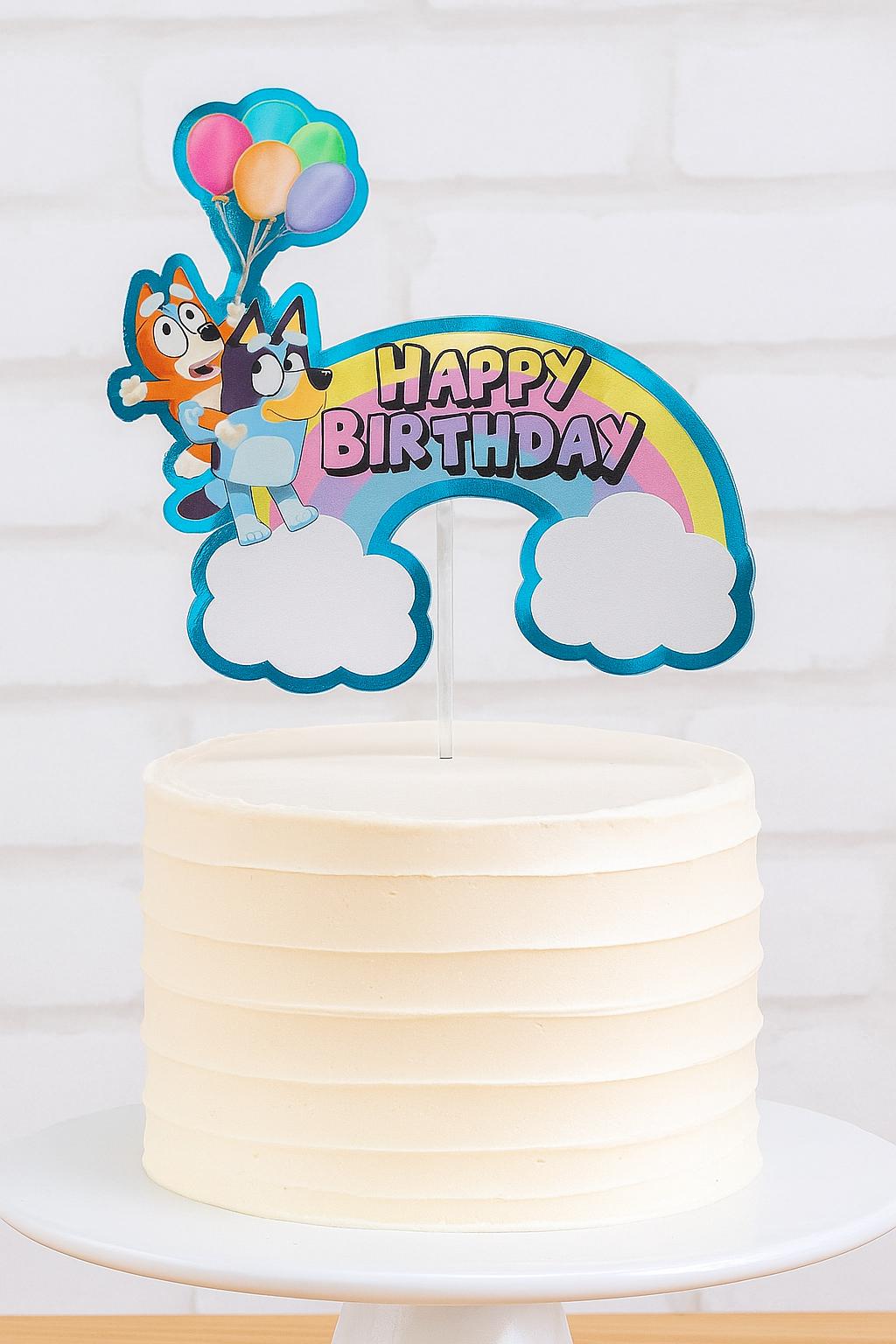 Bluey Birthday Cake Topper | Editable & Printable Party Decoration | Kids Birthday Digital Download