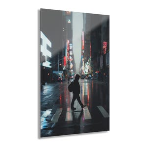 Urban Night Acrylic Print, Cityscape Wall Art, Modern Home Decor, French Cleat Hanger, Gift for Art Lovers