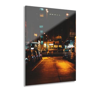 0 Nighttime City Street Acrylic Wall Art Vibrant Urban Scene for Modern Home or Office Decor