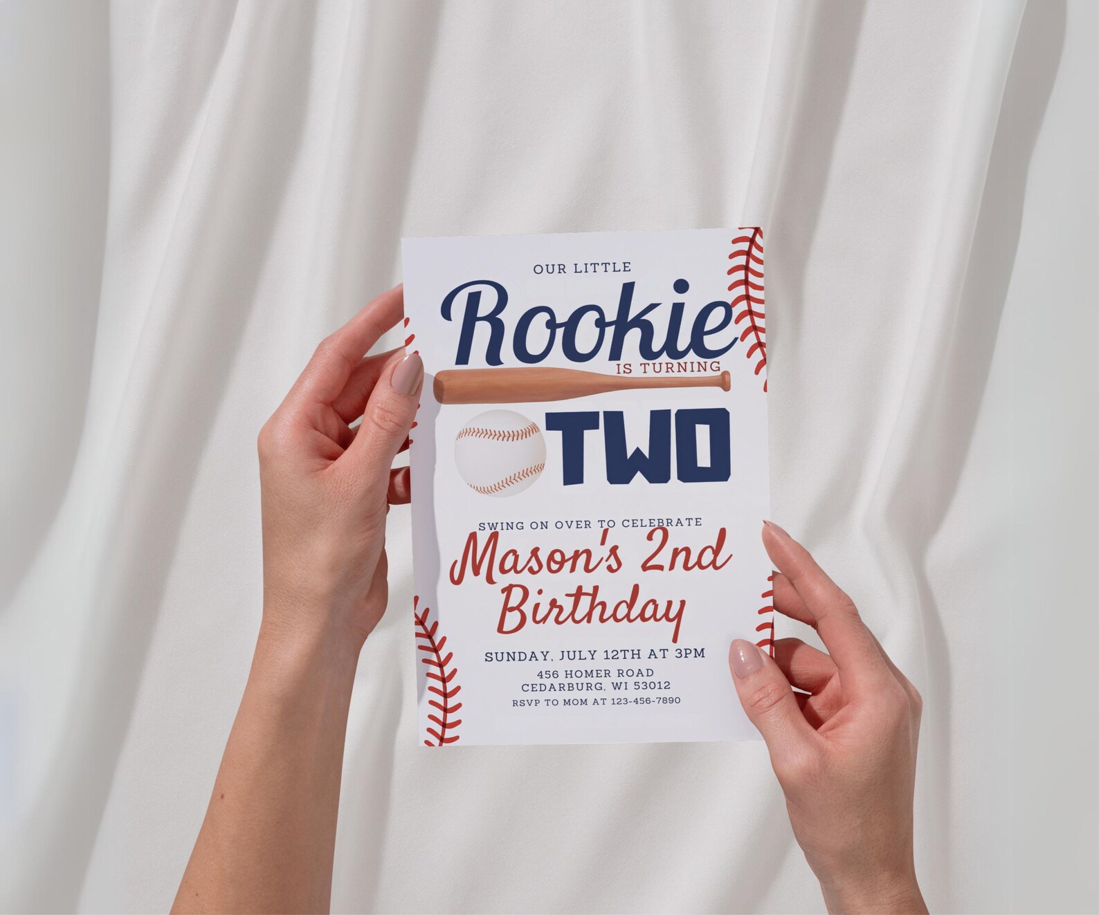 Editable Rookie of the Year First Birthday Invitation Baseball 1st ...