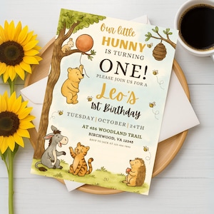 Winne the pooh Birthday invitation, Classic Winnie the Pooh Invitation, Winnie the Pooh First Birthday Invite, Vintage Winnie Pooh Birthday
