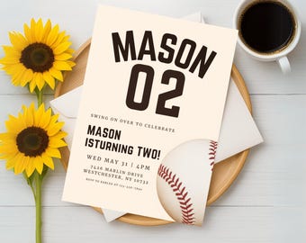Junge Baseball Geburtstagsfeier Einladung Vorlage Moderner Baseball Junge Geburtstagsfeier Jedes Alter Digital Bearbeitbare Canva Vorlage Vintage Baseball
