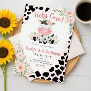 Editable Holy Cow Birthday Invitation Template, Holy Cow Birthday Invitation, Cowgirl Invitation, Holy Cow invitation