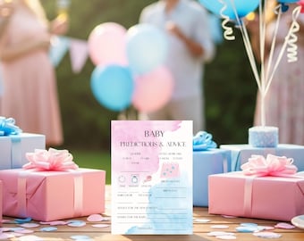 Baby Predictions & Advice Cards Set — Printable Keepsake Game for Baby Shower or Gender Reveal