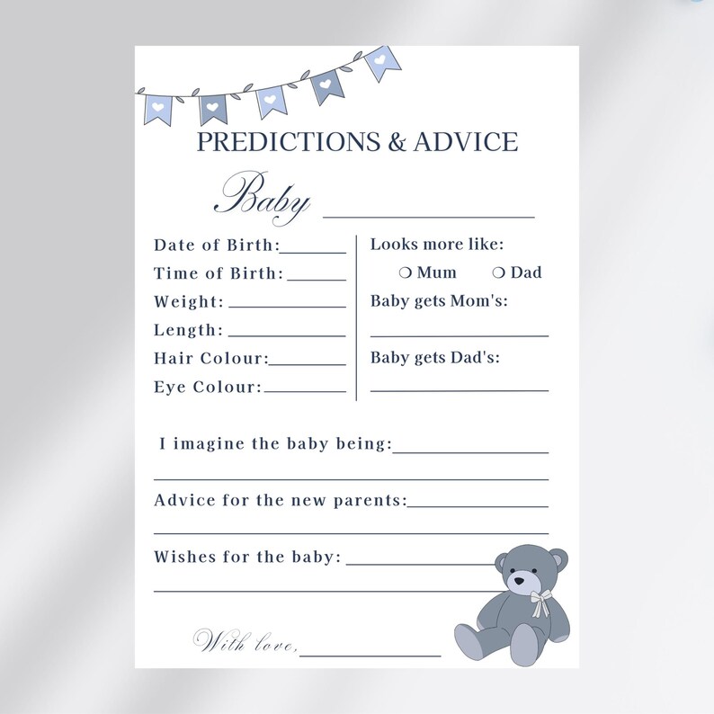 Editable Baby Predictions and Advice Card 5x7 in Add Name in Canva or ...