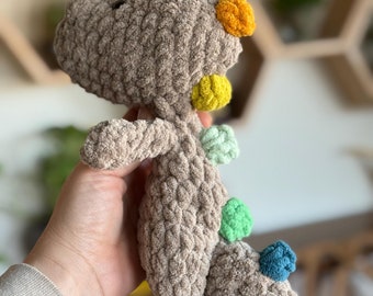 Customizable Crochet Mini Dozer Dinosaur Lovey – Adorable Dino Snuggler for Babies and Kids