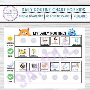 routine chart, routine chart for kids, daily schedule, daily schedule for kids, daily schedule for toddler, visual routine chart