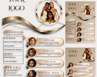 Bridal Makeup Price List Template, MUA Services Menu Flyer (Digital Download)
