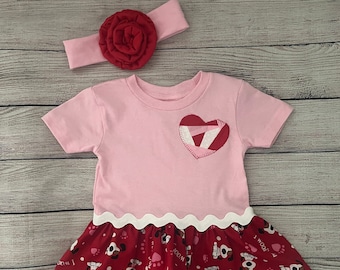 Baby dress and headband - baby Valentine’s Day dress -  toddler Valentine’s Day dress - baby outfit - baby dress - size 12-18 months