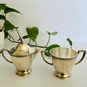 Vintage Wm. A. Rogers Silver-Plated Sugar Bowl & Creamer Set (Arbor Pattern)