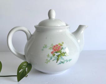 Vintage Porcelain Teapot with Colorful Floral Design 6”H.