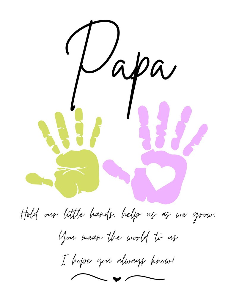 Script Papa Father's Day Card, Father's Day Craft, Papa, Grandpa, Handprint ...