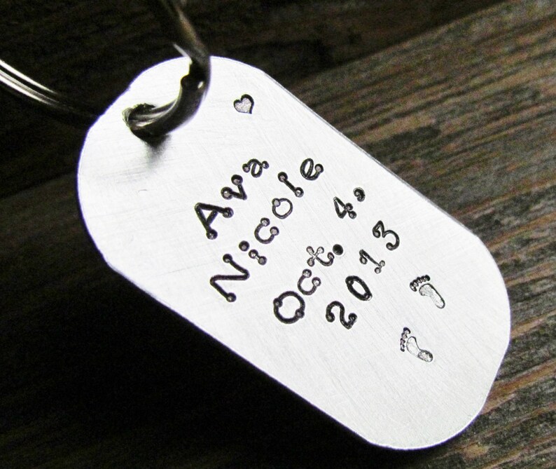 New Baby Key Chain Personalized Birth Announcement Date Etsy