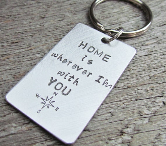Items similar to Home Is Wherever I Am With You Key Chain Keychain Hand ...