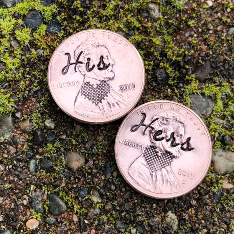 His &amp; Hers Set of 2 Lucky Penny For Her Shoe Wedding Day