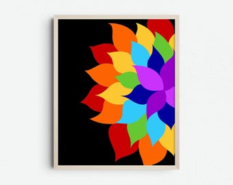 Bohemian Mandala Art Print, Colorful Abstract Printable Decor, Digital Download