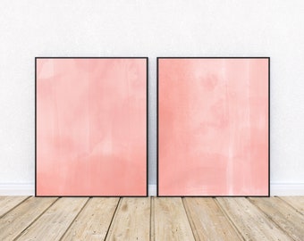 Set of 2 Abstract Pink Brush Stroke Art, Instant Download, Feminine Poster Decor, Girls Nursery Prints