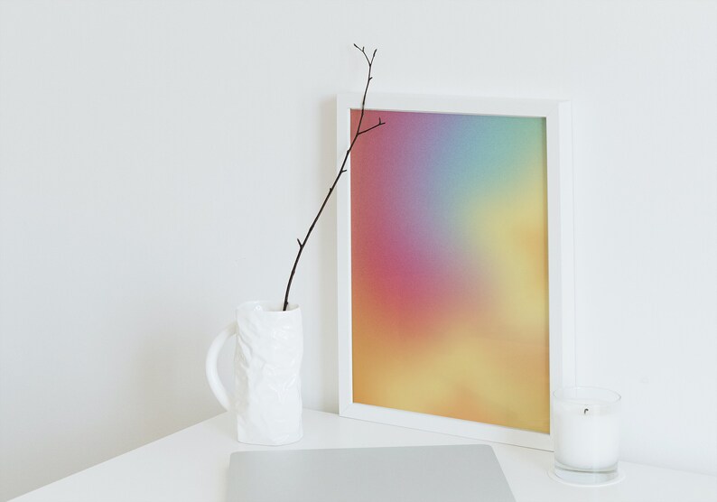 Rainbow Gradient Poster, Aesthetic Color Decor, Abstract Digital Download, Spiritual Aura Wall Art Print image 4