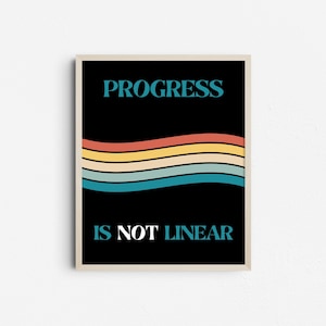 Progress Is Not Linear, Therapist Office Decor, Affirmation Print, Inspirational Digital Download
