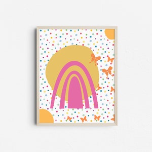 Rainbow Butterfly Nursery Print: Boho Polka Dot Decor (Digital Download)