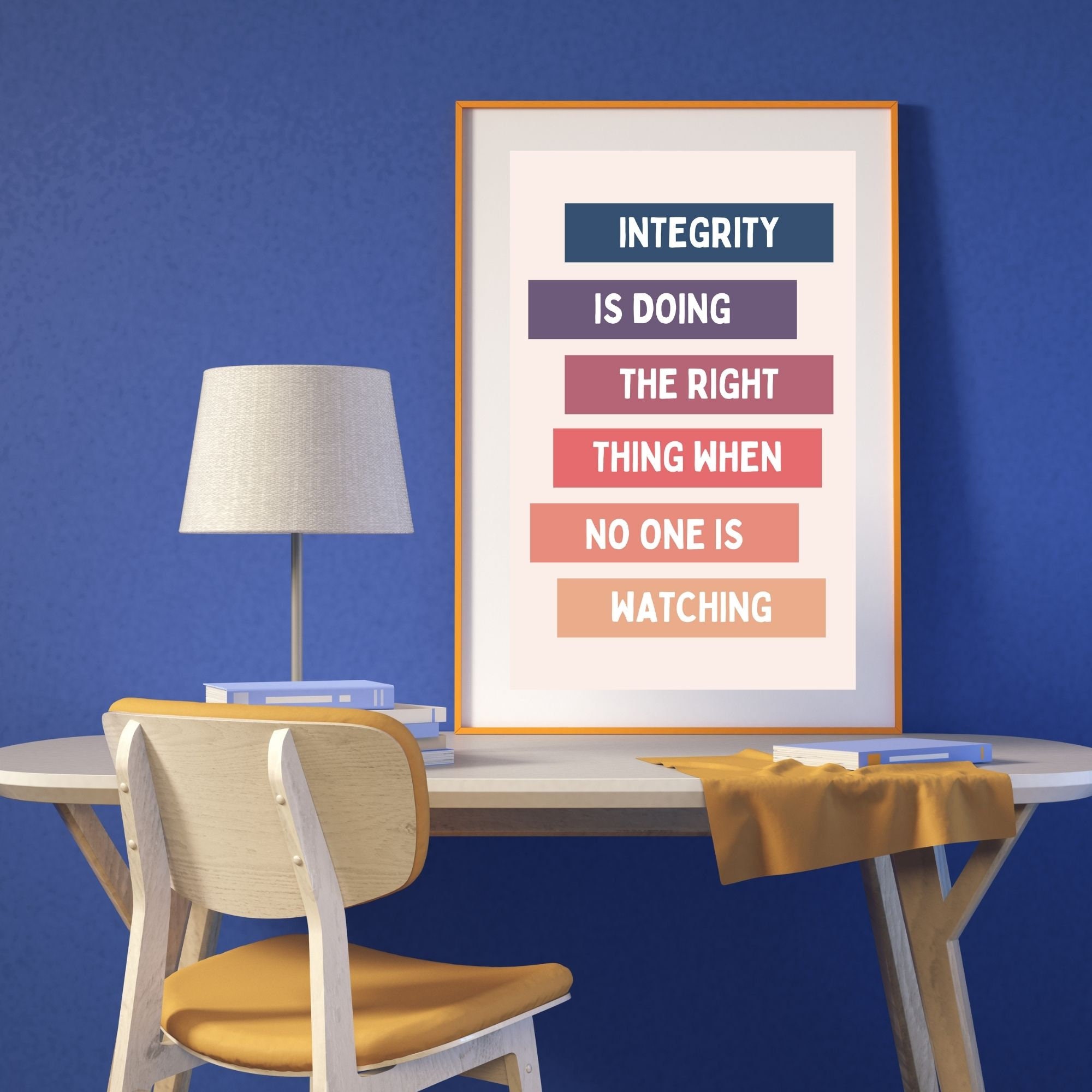 Inspirational Integrity Quote Art, Printable Office Decor, Colorful ...