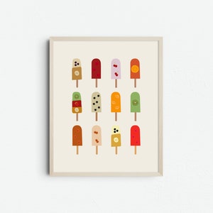 Arte retro de paletas para niños de mediados de siglo, ilustración moderna para habitación infantil, descarga digital, paletas imprimibles