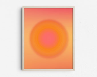 Retro Gradient Wall Art, Trendy Pink Orange Decor, Aura Poster, Digital Download
