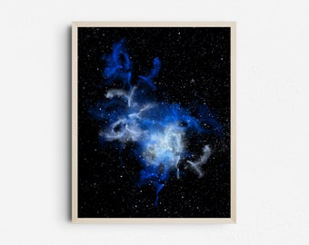 Nebula Space Poster Print, Galaxy Night Sky Wall Art, Digital Download