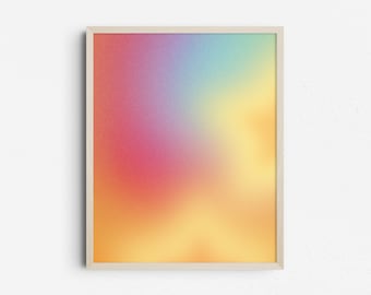 Rainbow Gradient Poster, Aesthetic Color Decor, Abstract Digital Download, Spiritual Aura Wall Art Print