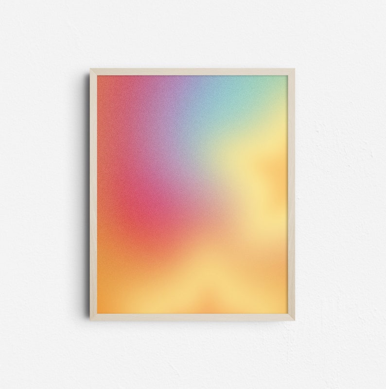 Rainbow Gradient Poster, Aesthetic Color Decor, Abstract Digital Download, Spiritual Aura Wall Art Print image 1